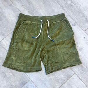 Bonobos Men's Terry Cloth Lounge‎ Shorts Olive Green Drawstring Pockets Large